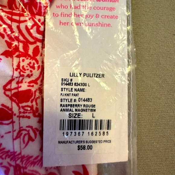 NWT! ❤️NEW 2025 PATTERN!❤️ Lilly Pulitzer PJ Pants Raspberry Rouge Size L - Picture 8 of 9